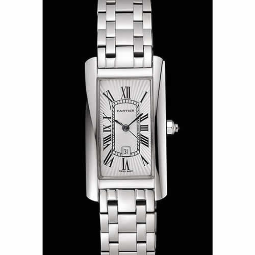 Cartier Tank Americaine 21mm White Dial Stainless Steel Case And Bracelet