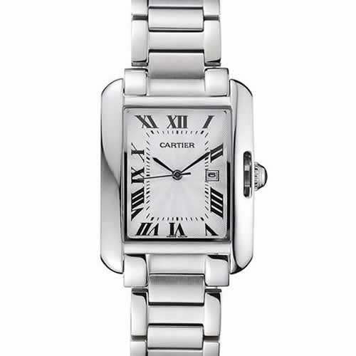 Cartier Tank Anglaise 30mm White Dial Stainless Steel Case And Bracelet