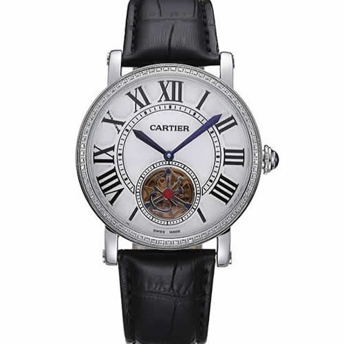 Cartier Rotonde Flying Tourbillon Diamonds White Dial 621954