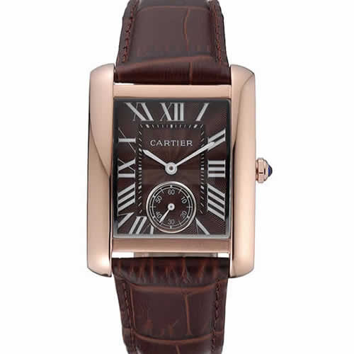 Cartier Tank MC Gold Case Brown Dial Brown Leather Strap  622175