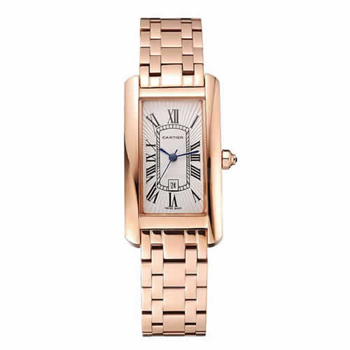 Cartier Tank Americaine White Dial Rose Gold Case And Bracelet 1453780