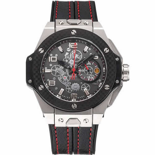 Hublot Big Bang Ferrari Black Dial And Bezel Stainless Steel Case Black Leather Strap  622767