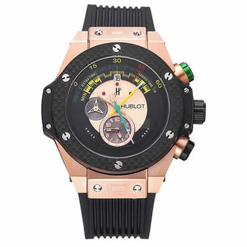 Hublot Big Bang Unico Bi-Retrograde Chrono King  Gold Case Black Rubber Strap  622772