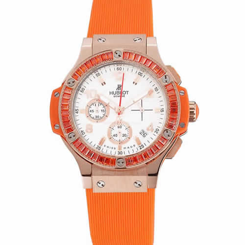 Hublot Big Bang Tutti Frutti Orange Strap Gold Dial