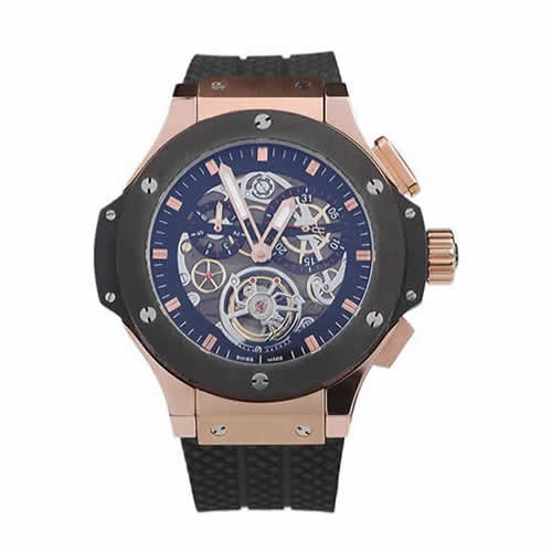 Hublot King Power Tourbillon Black Strap Gold Dial