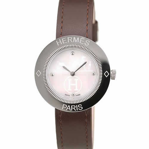 Hermes Classic MOP Dial Brown Leather Strap