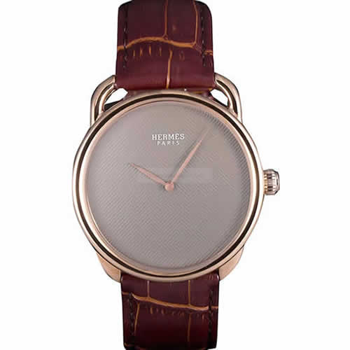 Hermes Classic Croco Leather Strap Silver Dial 801395