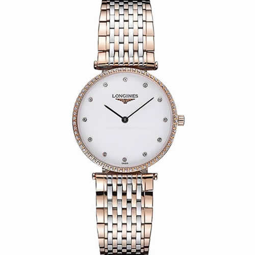 Longines La Grande Classique Rose Gold White Dial Diamond Bezel Homme  622105