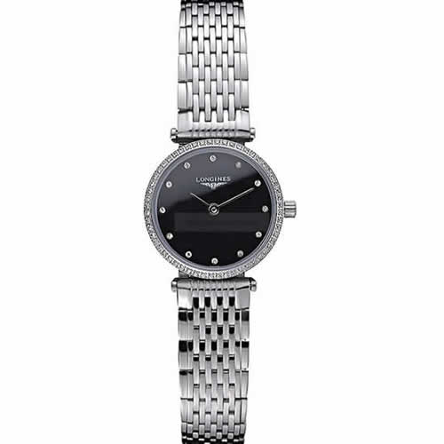 Longines La Grande Classique Stainless Steel Black Dial Diamond Bezel Femme  622108