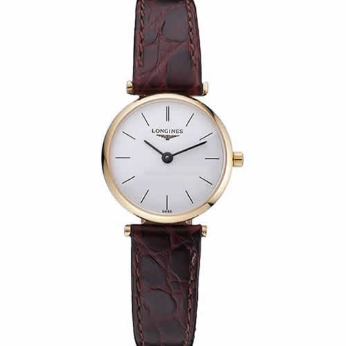 Longines La Grande Classique White Dial Brown Leather Strap Femme  622120