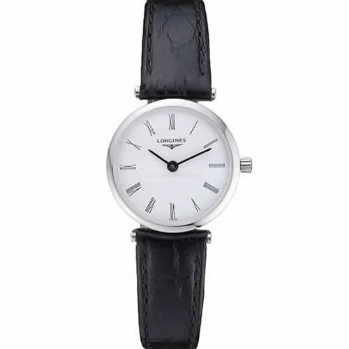 Longines La Grande Classique White Dial Black Leather Band Femme  622128