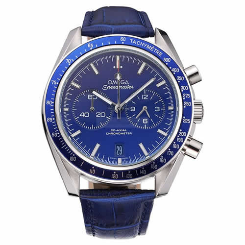 Omega Speedmaster Blue Dial Stainless Steel Case Blue Leather Strap  622808