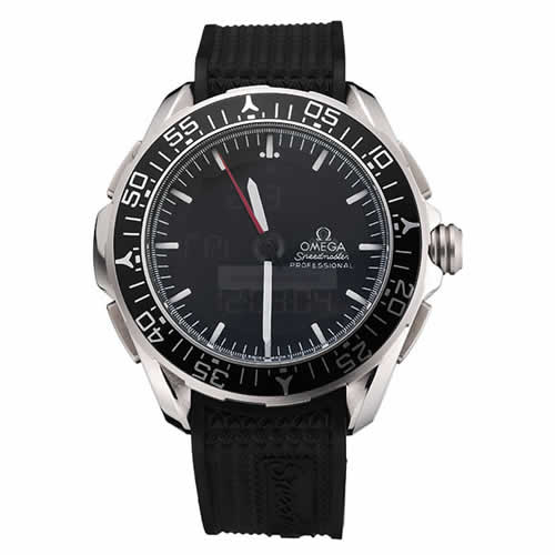 Omega Speedmaster Skywalker X-33 Black Dial White On Black Bezel Stainless Steel Case Black Rubber Strap