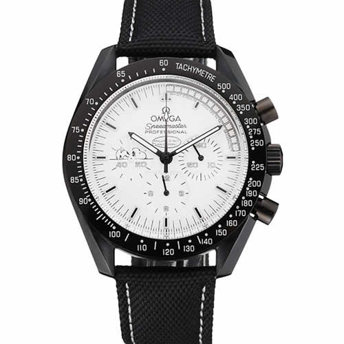 Omega Speedmaster Professional Apollo 13 Silver Snoopy Award White Dial Black Case Black Nylon Strap