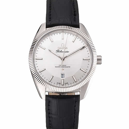 Omega Globemaster Silver Dial Stainless Steel Case Black Leather Strap