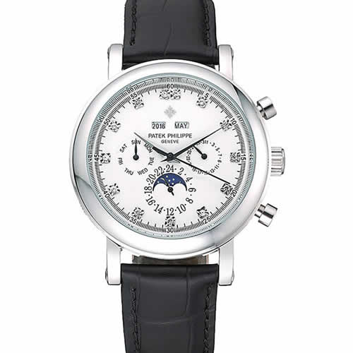 Patek Philippe Grand Complications Perpetual Calendar White Dial Black Leather Bracelet