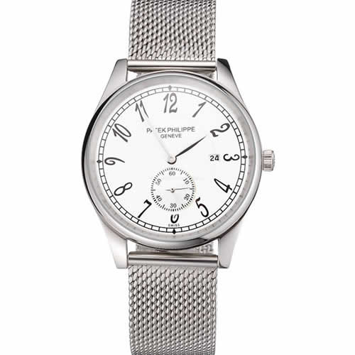 Patek Philippe Calatrava Small Seconds White Dial Stainless Steel Case And Bracelet
