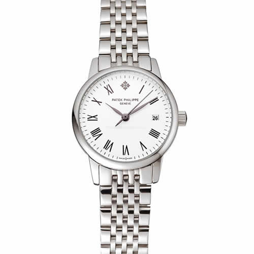 Patek Philippe Calatrava Ladies White Dial Stainless Steel Case And Bracelet 1453834