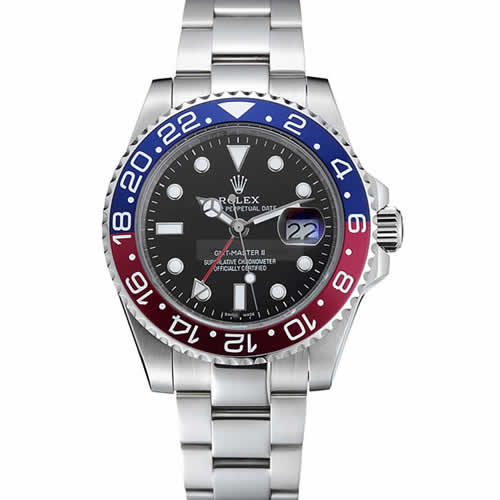 Rolex GMT Master II Blue Rose Red Bezel Black Dial Watch