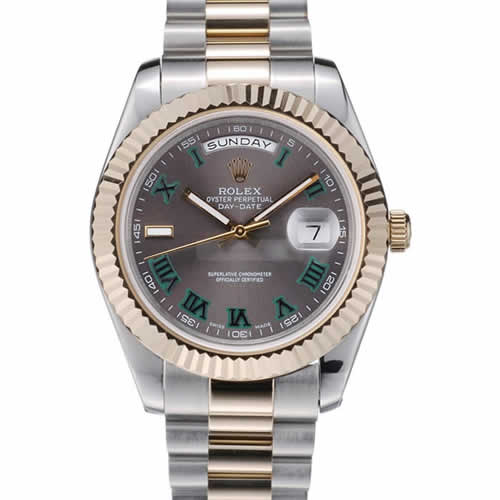 Rolex DayDate Grey Dial Dual Colored Stainless Steel Strap 41981