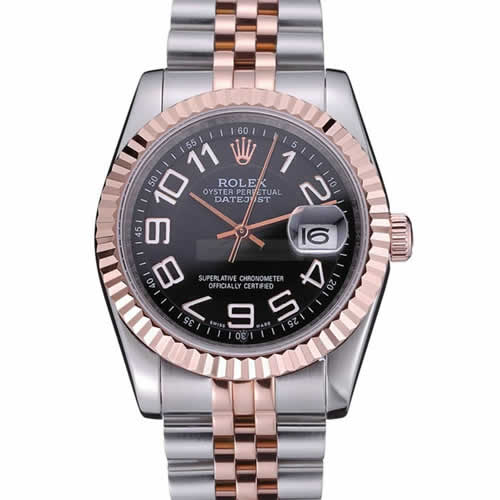 Rolex DateJust Black Dial Stainless Steel and Gold Bracelet  622545