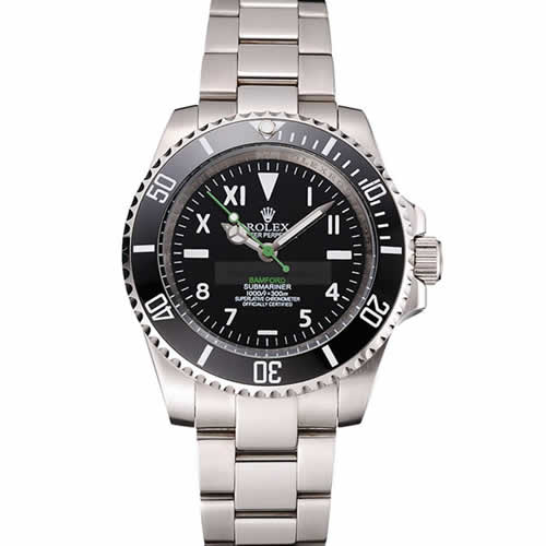 Rolex Bamford Submariner Black Dial With Roman Numerals Black Bezel Stainless Steel Case And Bracelet