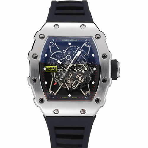 Richard Mille RM 35-01 Rafael Nadal Silver Case Black Rubber Bracelet 1454198