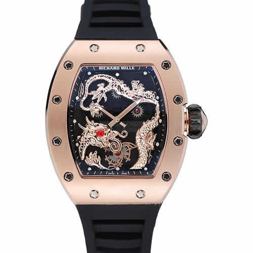 Richard Mille RM 057 Tourbillon Dragon Jackie Chan Gold Case Black Rubber Bracelet 1454200