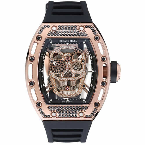 Richard Mille Tourbillon Skull RM 052 Rose Gold Case Black Rubber Bracelet  1454252