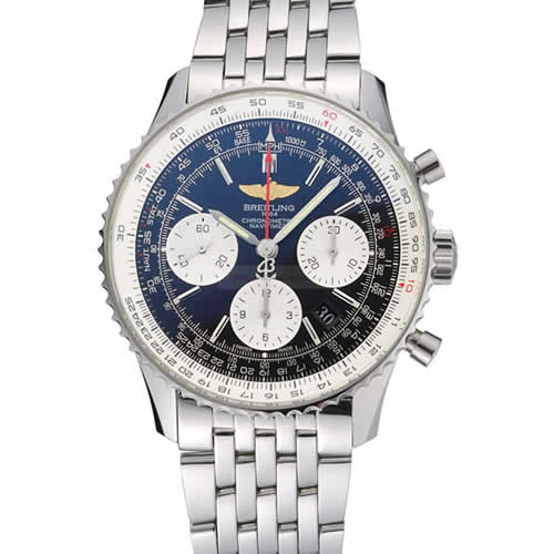 Swiss Breitling Navitimer Black Dial Stainless Steel Bracelet  622442