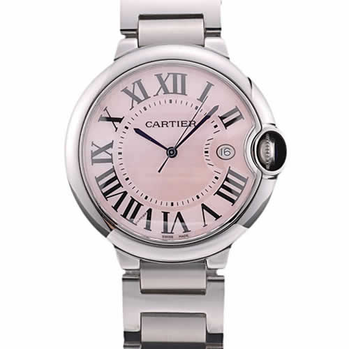 Cartier Ballon Bleu 42mm Pink Dial Stainless Steel Case And Bracelet