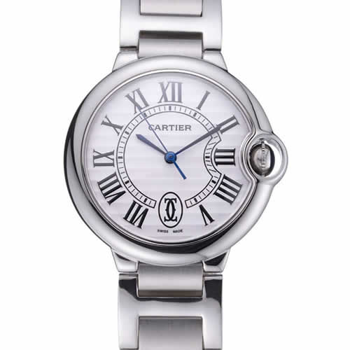 Swiss Cartier Ballon Bleu de Cartier White Dial Roman Numerals Stainless Steel Bracelet  622555