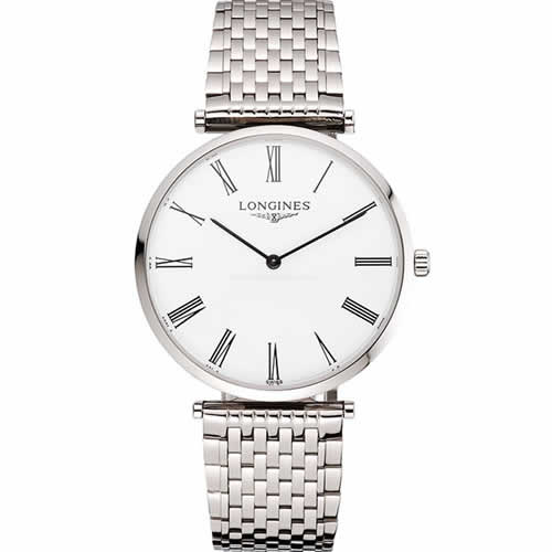 Swiss Longines Grande Classique White Dial Roman Numerals Stainless Steel Case And Bracelet