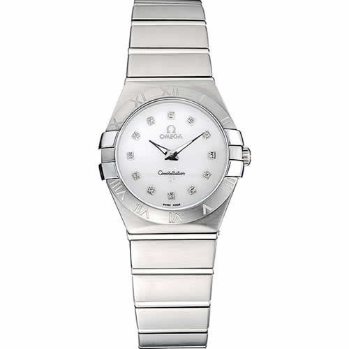 Swiss Lady Omega Constellation Stainless Steel Bracelet Silver Dial 80290