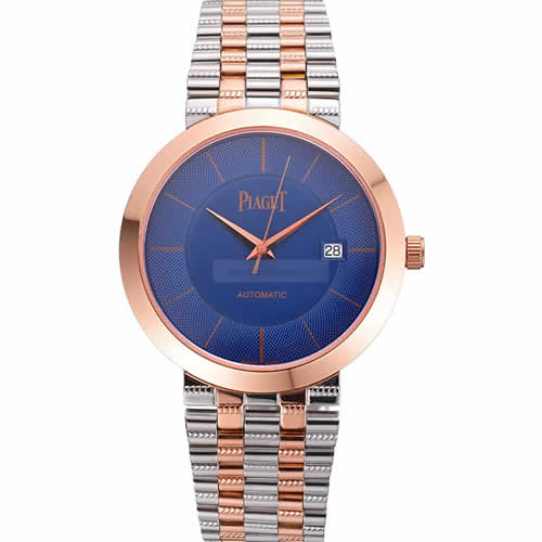 Swiss Piaget Traditional Blue Dial Gold Case Two Tones Stainless Steel Strap