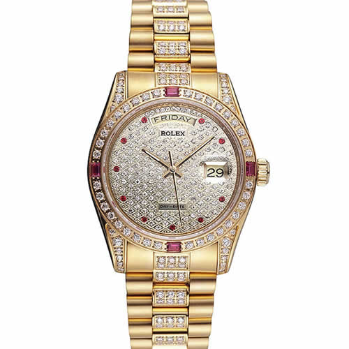 Swiss Rolex Day-Date Diamonds Yellow Gold-srl184  621614