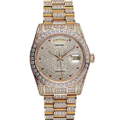 Swiss Rolex Day-Date Diamonds Yellow Gold-srl185  621615