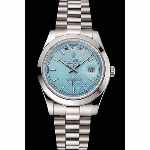 Swiss Rolex Day Date 40 Platinum Ice Blue Dial Stainless Steel Case And Bracelet