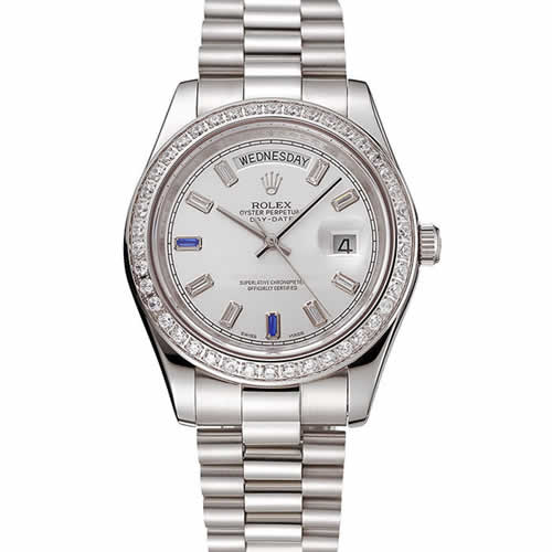 Swiss Rolex Day-Date Diamonds Bezel Staineless Steel Bracelet 1454109