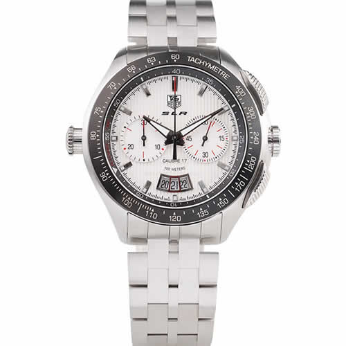 Tag Heuer Swiss SLR Tachymeter Bezel Stainless Steel White Dial