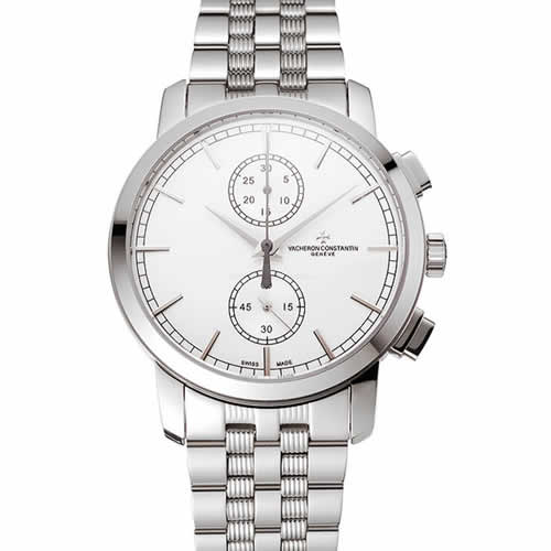 Swiss Vacheron Constantin Patrimony Traditionnelle Chronograph White Dial Stainless Steel Case And Bracelet 1453755