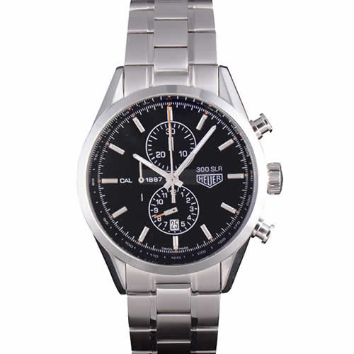 Tag Heuer SLR Polished Stainless Steel Case Black Dial Stainless Steel Strap