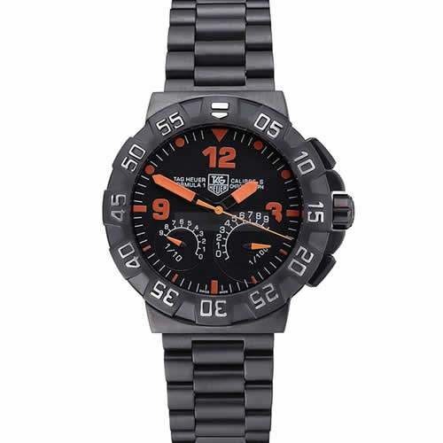 Tag Heuer Formula One Calibre S Black Dial Orange Numerals Ion Plated Steinless Steel Bracelet 622300