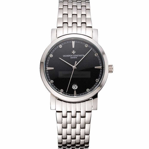 Vacheron Constantin Fine Black Dial Stainless Steel Case And Bracelet