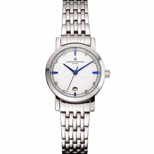 Vacheron Constantin Fine White Dial Blue Marks Stainless Steel Case And Bracelet