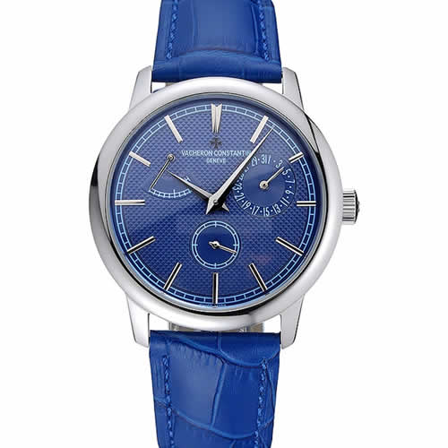 Vacheron Constantin Patrimony Power Reserve Blue Dial Silver Case Blue Leather Bracelet  1454263