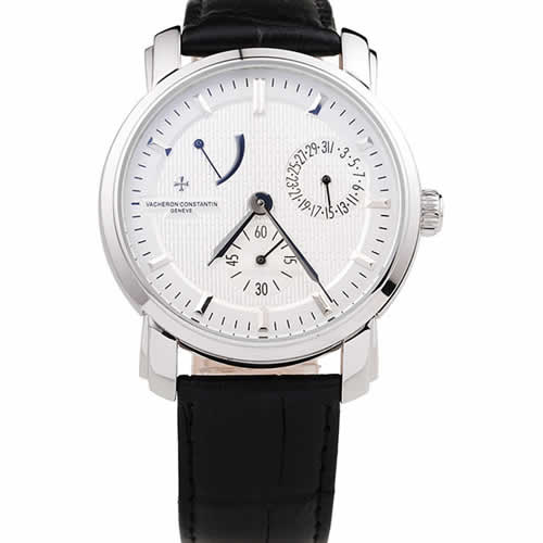 Vacheron Constantin Malte Power Reserve White Dial Stainless Steel Case Black Leather Bracelet